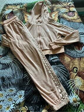 Adidas Women's Peach Hooded Track Jacket & Joggers Set